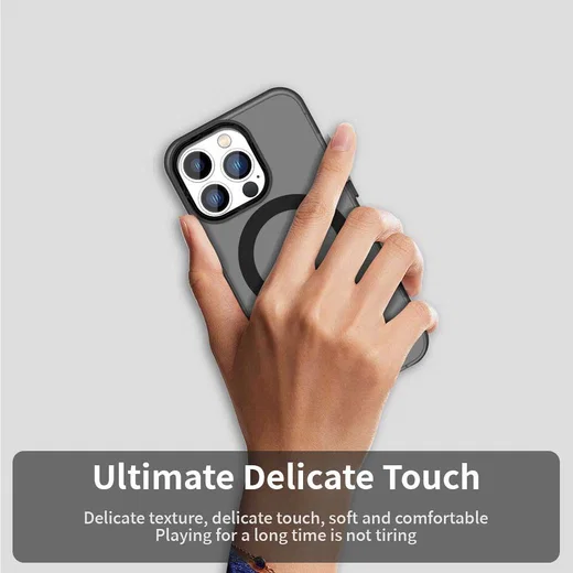 Apple iPhone 13 Pro Max Hoesje MagSafe Backcover Semi-Transparant & Zwart afbeelding 8
