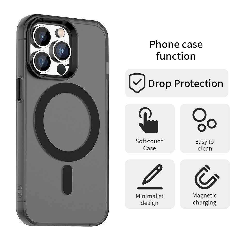 Apple iPhone 13 Pro Max Hoesje MagSafe Backcover Semi-Transparant & Zwart afbeelding 7