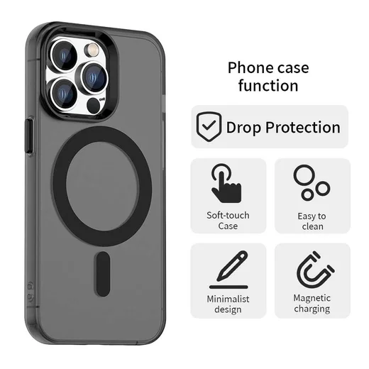 Apple iPhone 13 Pro Max Hoesje MagSafe Backcover Semi-Transparant & Zwart afbeelding 7