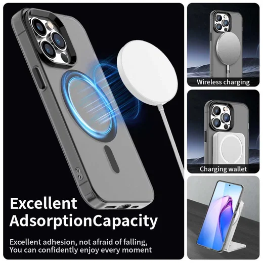 Apple iPhone 13 Pro Max Hoesje MagSafe Backcover Semi-Transparant & Zwart afbeelding 6