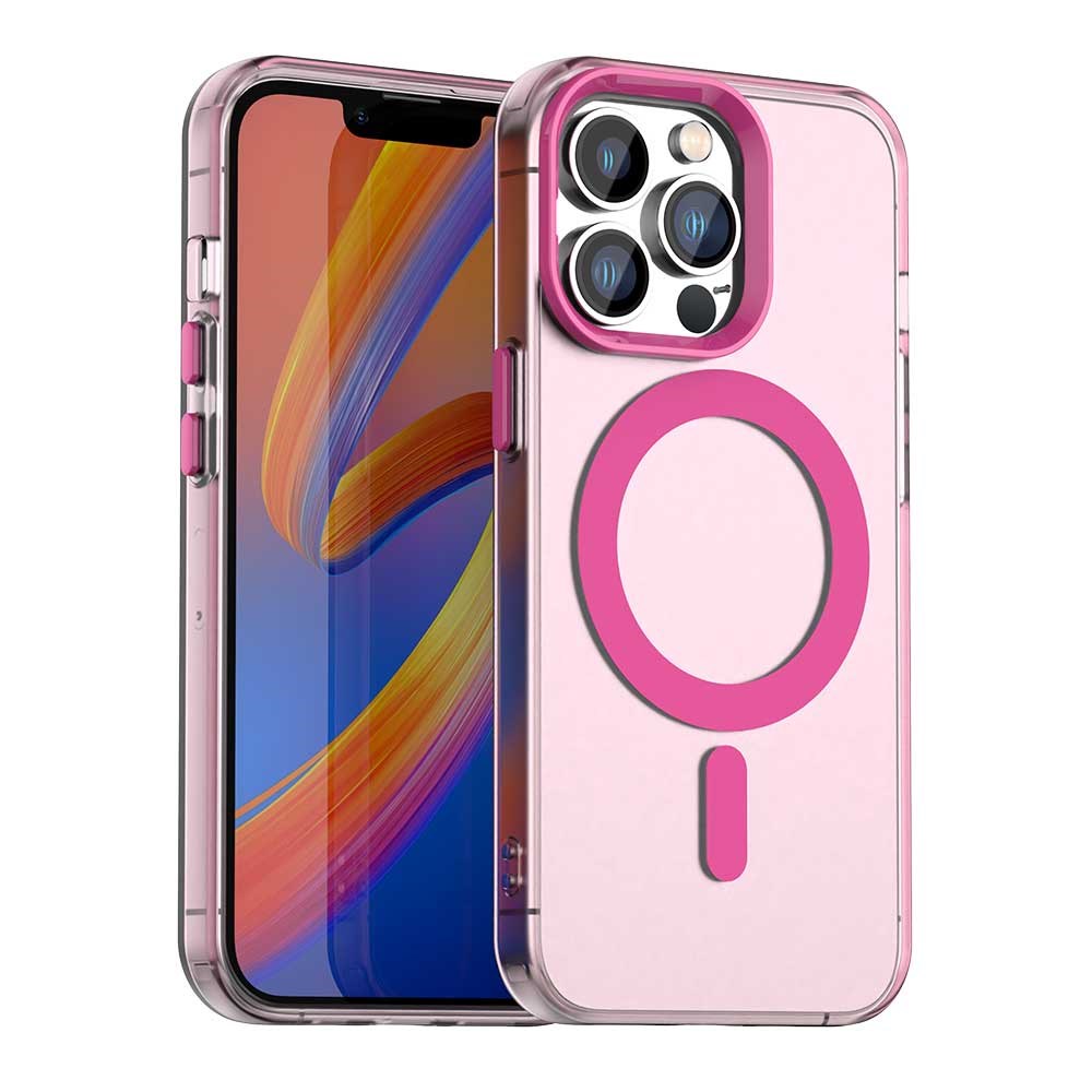 Apple iPhone 13 Pro Max Hoesje MagSafe Backcover Semi-Transparant & Roze afbeelding 1