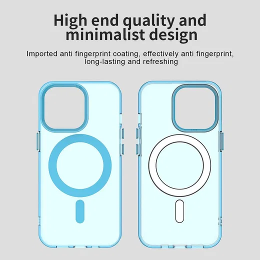 Apple iPhone 13 Pro Max Hoesje MagSafe Backcover Semi-Transparant & Blauw afbeelding 9