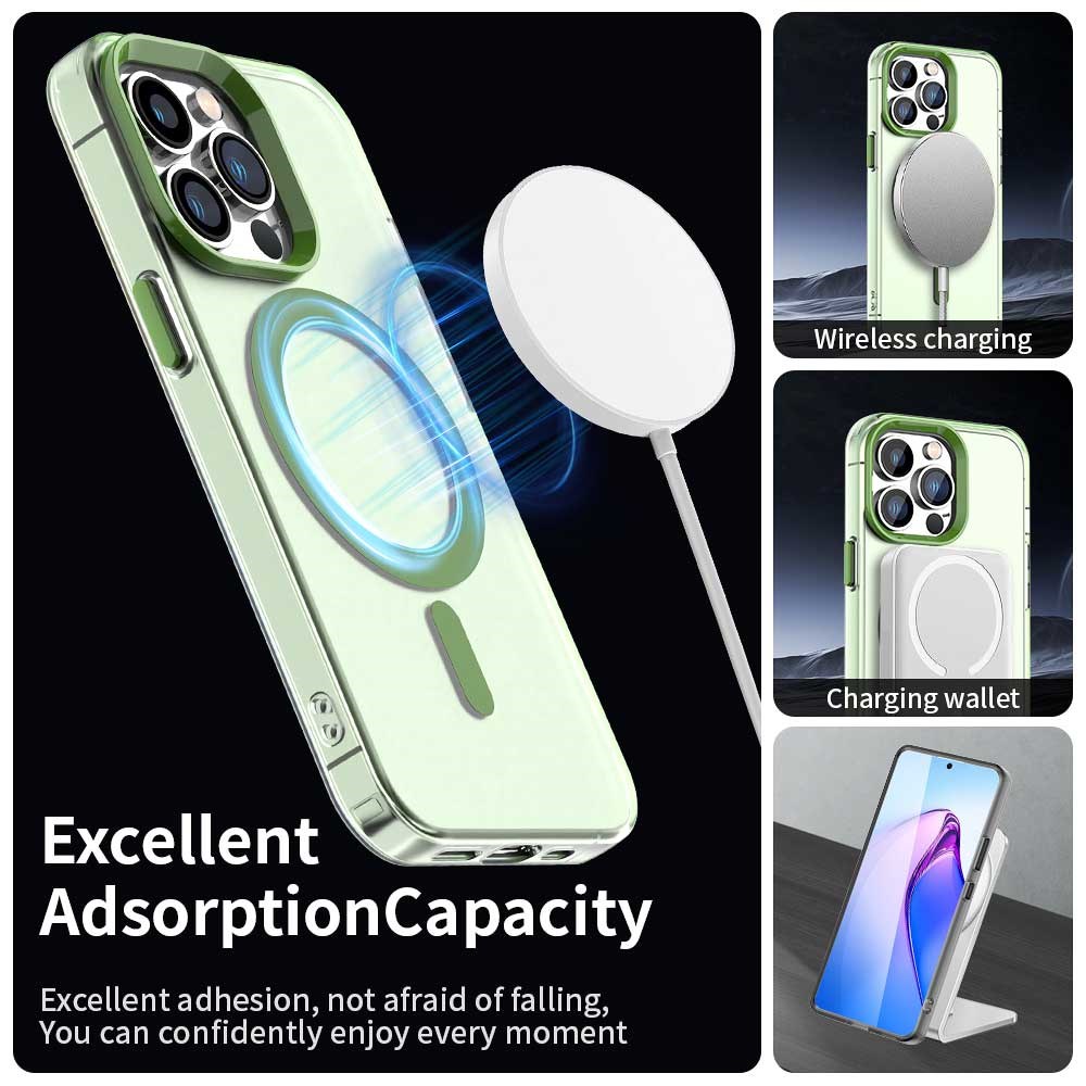 Apple iPhone 13 Pro Max Hoesje MagSafe Backcover Semi-Transparant & Groen afbeelding 6