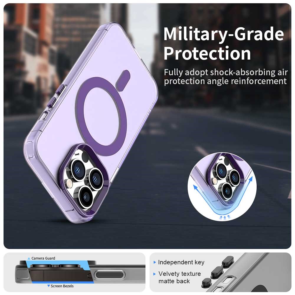 Apple iPhone 13 Pro Max Hoesje MagSafe Backcover Semi-Transparant & Paars afbeelding 3