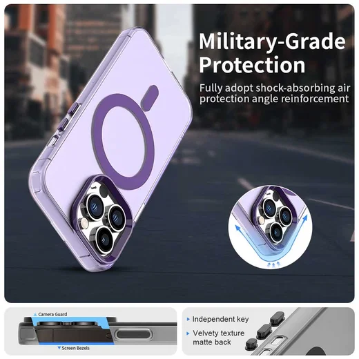 Apple iPhone 13 Pro Max Hoesje MagSafe Backcover Semi-Transparant & Paars afbeelding 3