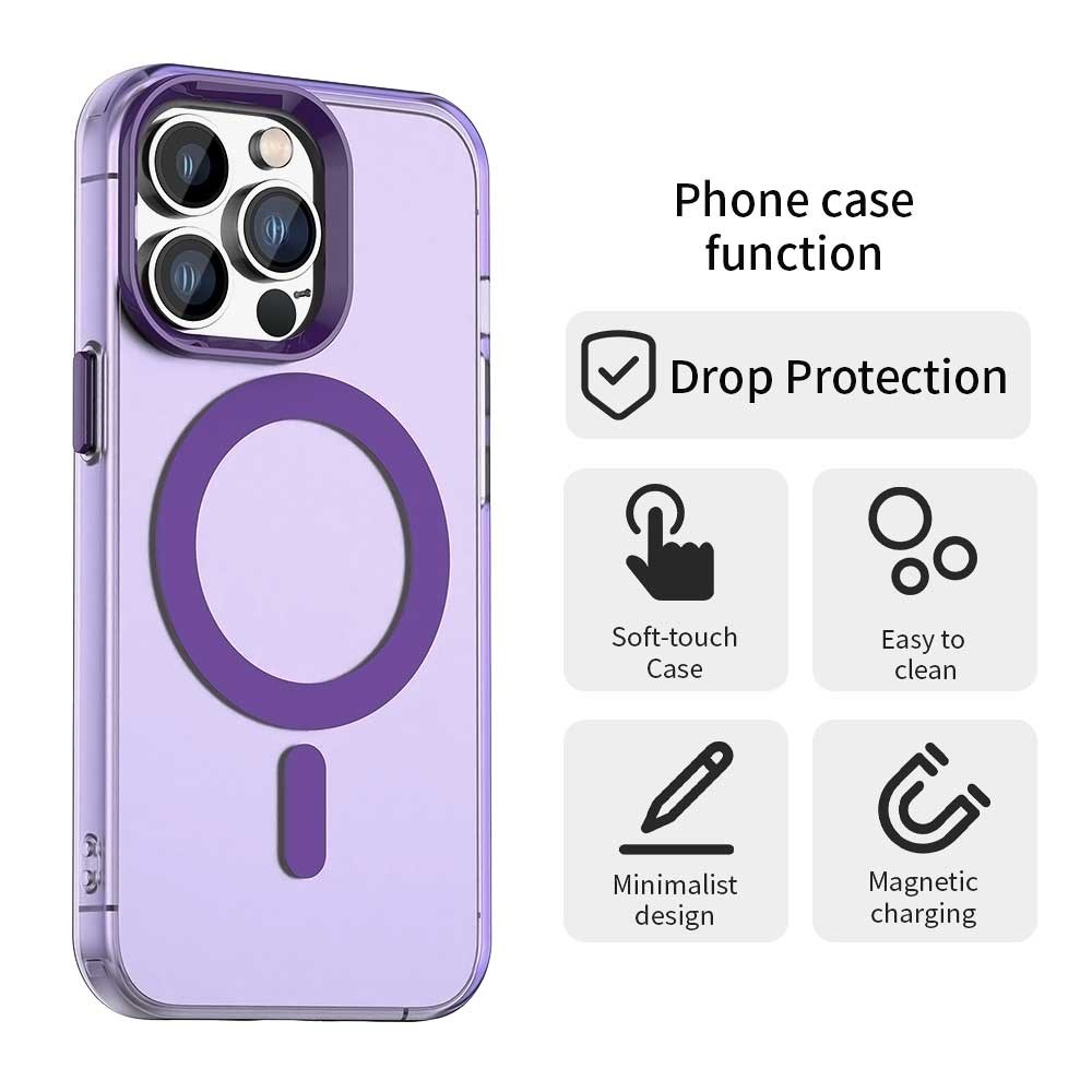 Apple iPhone 13 Pro Max Hoesje MagSafe Backcover Semi-Transparant & Paars afbeelding 7