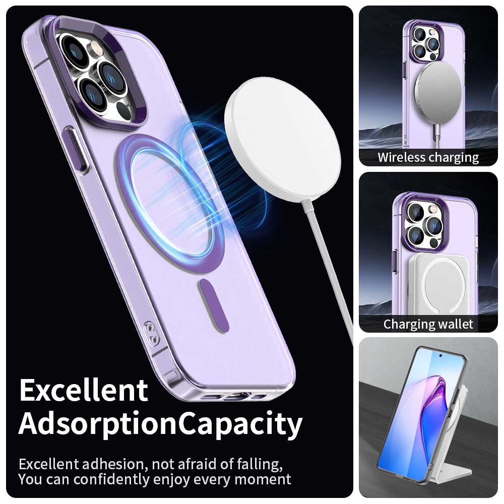 Apple iPhone 13 Pro Max Hoesje MagSafe Backcover Semi-Transparant & Paars afbeelding 6