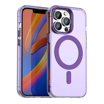 Apple iPhone 13 Pro Max Hoesje MagSafe Backcover Semi-Transparant & Paars