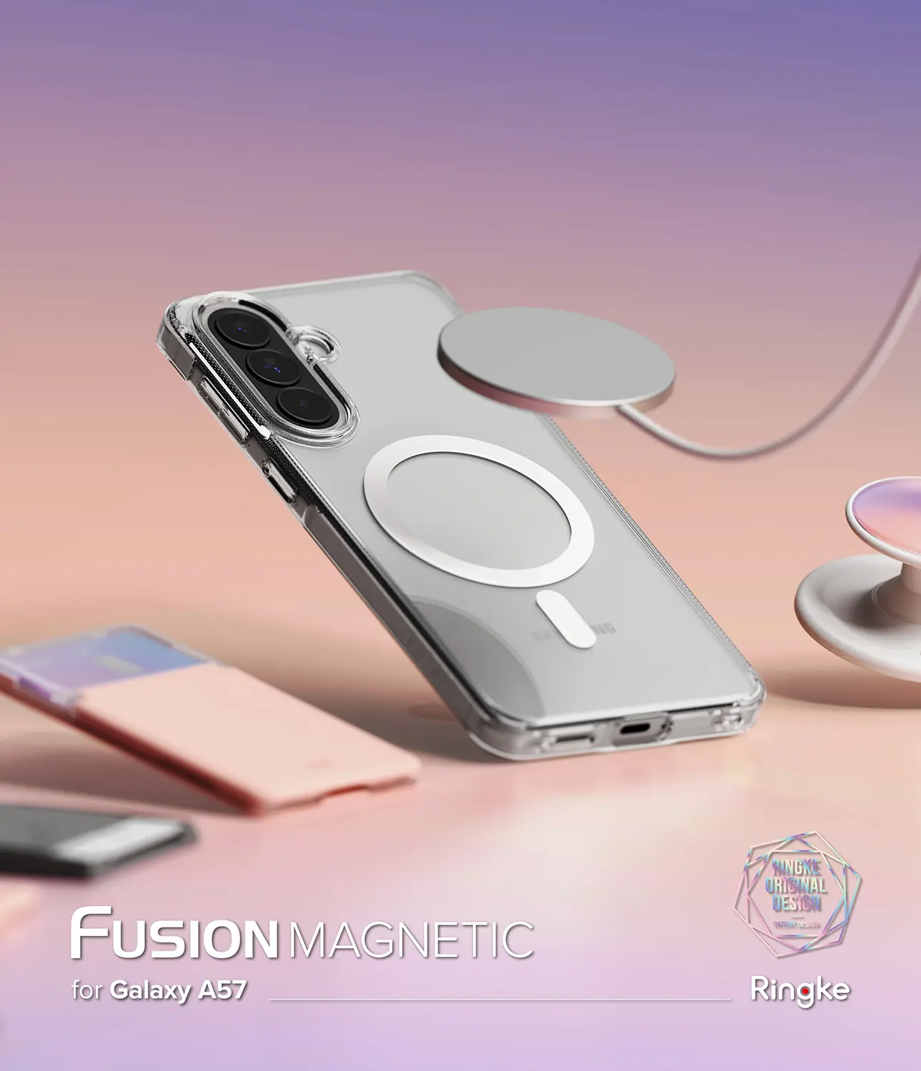 Ringke Fusion Magnetic Samsung Galaxy A57 Hoesje MagSafe Back Cover Transparant afbeelding 5