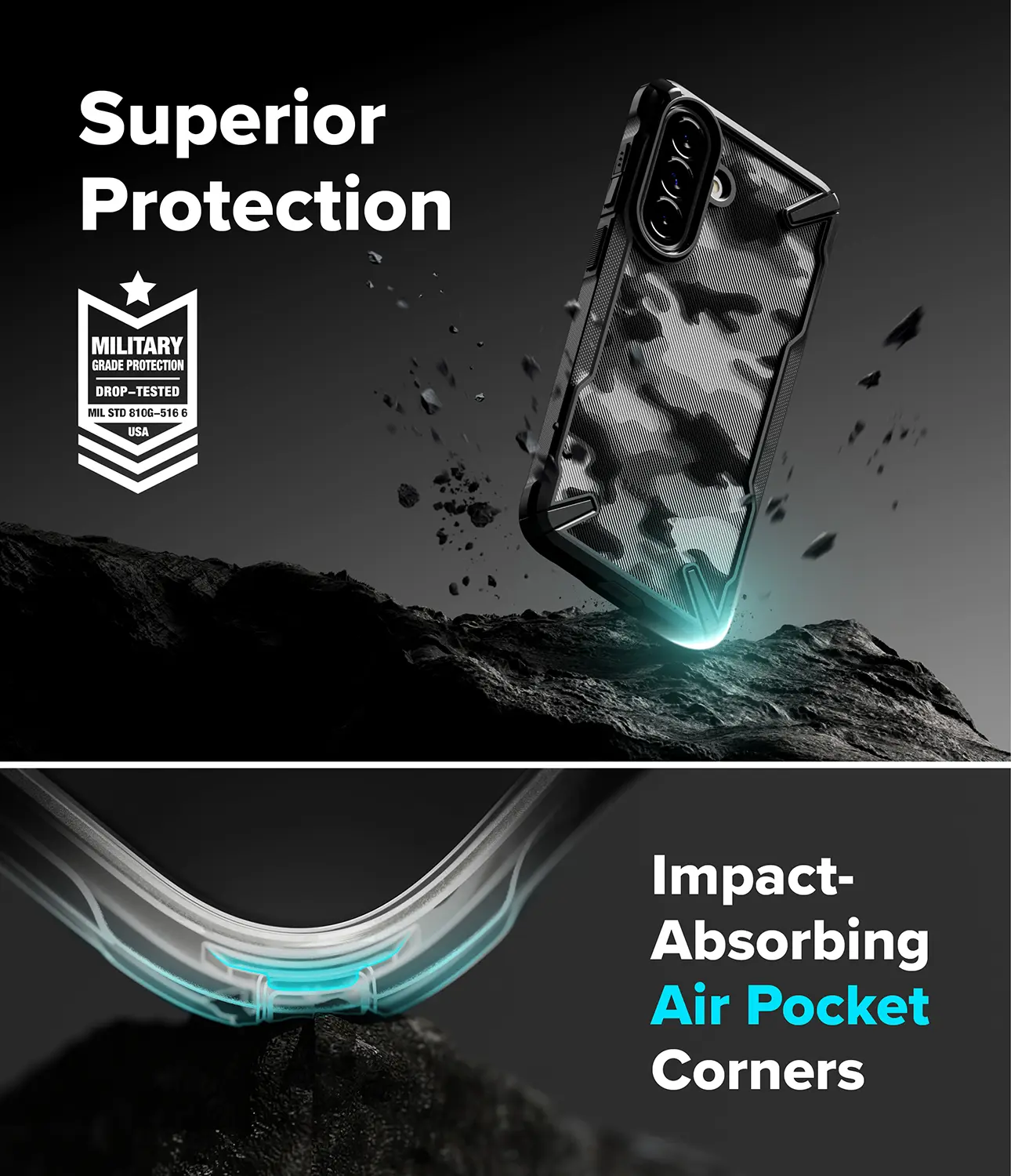 Ringke Fusion X Samsung Galaxy A57 Hoesje Back Cover Camo Zwart afbeelding 6
