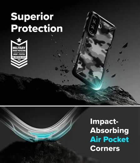 Ringke Fusion X Samsung Galaxy A57 Hoesje Back Cover Camo Zwart afbeelding 6