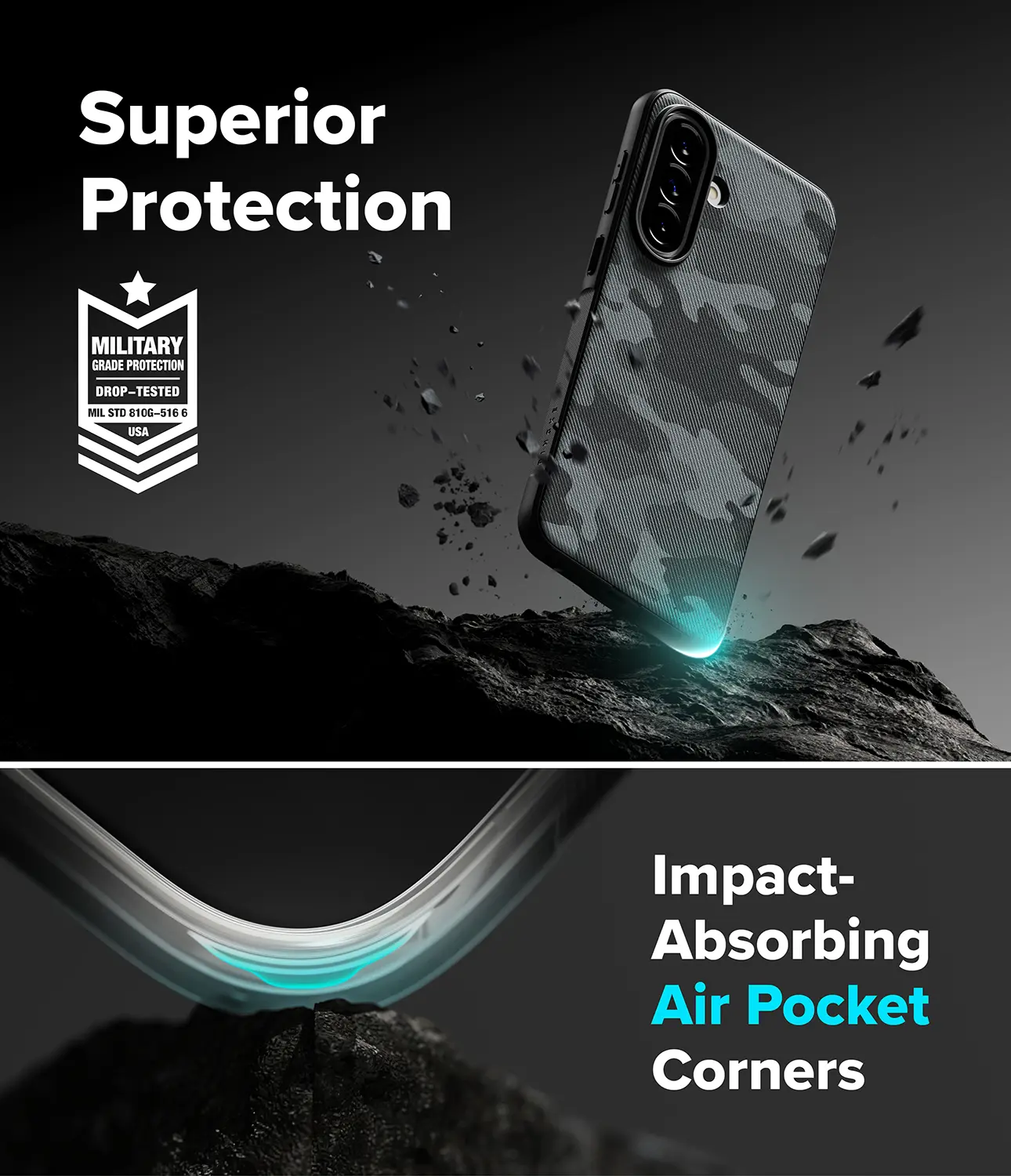 Ringke Onyx Samsung Galaxy A57 Hoesje Flexibel TPU Back Cover Camo Zwart afbeelding 4