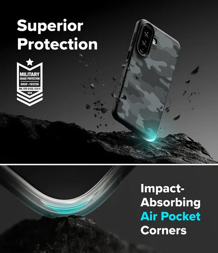 Ringke Onyx Samsung Galaxy A57 Hoesje Flexibel TPU Back Cover Camo Zwart afbeelding 4
