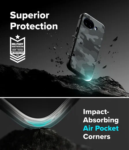 Ringke Onyx Google Pixel 10a Hoesje Flexibel TPU Back Cover Camo Zwart afbeelding 7