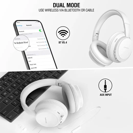 4smarts SkyBuds Wave Over-Ear Draadloze Bluetooth Koptelefoon Wit afbeelding 7