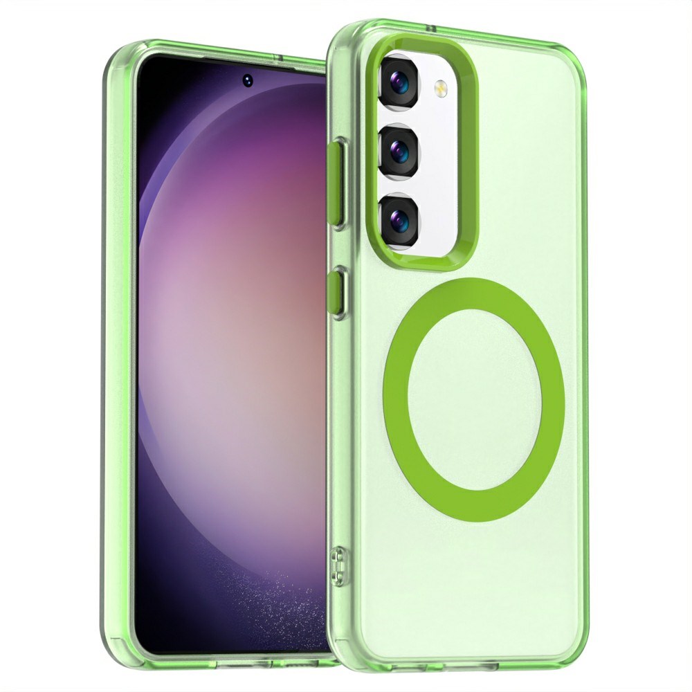 Samsung Galaxy S23 Plus Hoesje MagSafe Backcover Semi-Transparant & Groen afbeelding 1
