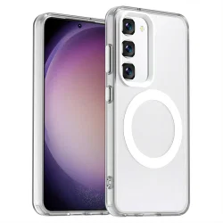 Samsung Galaxy S23 Hoesje MagSafe Backcover Semi-Transparant & Wit afbeelding