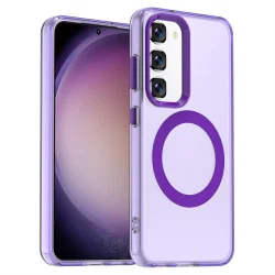 Samsung Galaxy S23 Hoesje MagSafe Backcover Semi-Transparant & Paars afbeelding