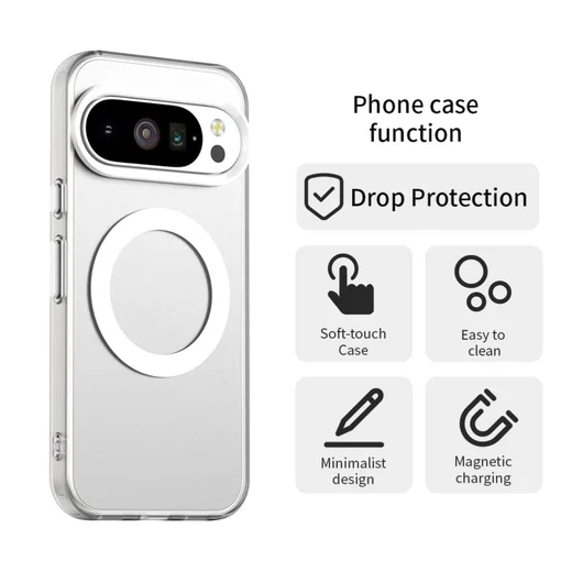 Google Pixel 10 / 10 Pro Hoesje MagSafe Backcover Semi-Transparant & Wit afbeelding 2