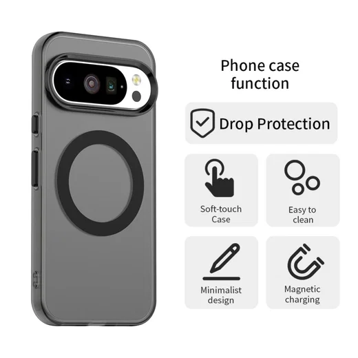 Google Pixel 10 / 10 Pro Hoesje MagSafe Backcover Semi-Transparant & Zwart afbeelding 2