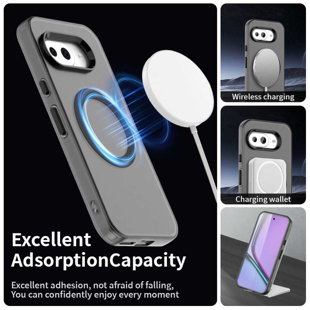 Google Pixel 9a Hoesje MagSafe Backcover Semi-Transparant & Zwart afbeelding 3