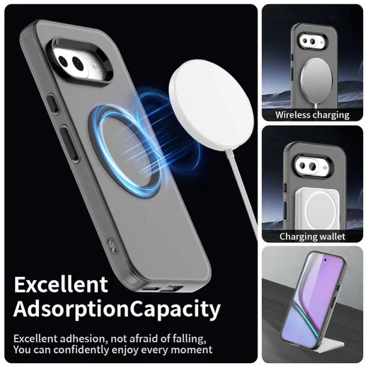 Google Pixel 9a Hoesje MagSafe Backcover Semi-Transparant & Zwart afbeelding 3