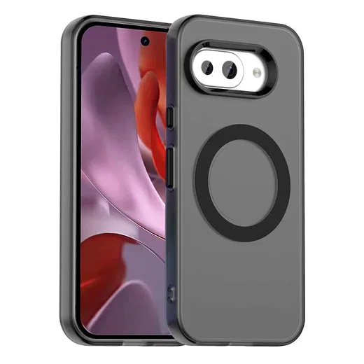 Google Pixel 9a Hoesje MagSafe Backcover Semi-Transparant & Zwart afbeelding 1
