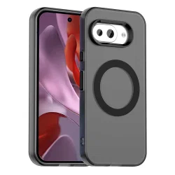 Google Pixel 9a Hoesje MagSafe Backcover Semi-Transparant & Zwart afbeelding