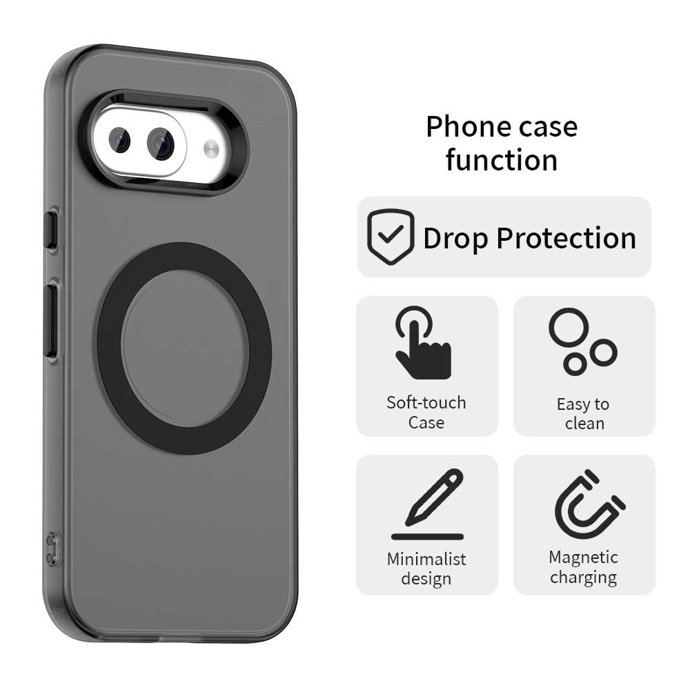Google Pixel 9a Hoesje MagSafe Backcover Semi-Transparant & Zwart afbeelding 6
