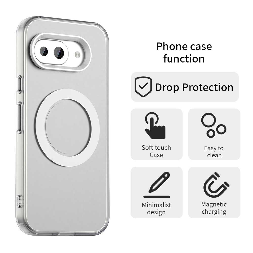 Google Pixel 9a Hoesje MagSafe Backcover Semi-Transparant & Wit afbeelding 6