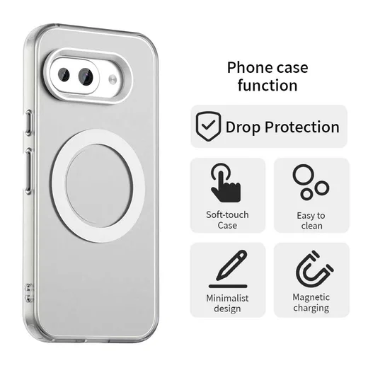 Google Pixel 9a Hoesje MagSafe Backcover Semi-Transparant & Wit afbeelding 6