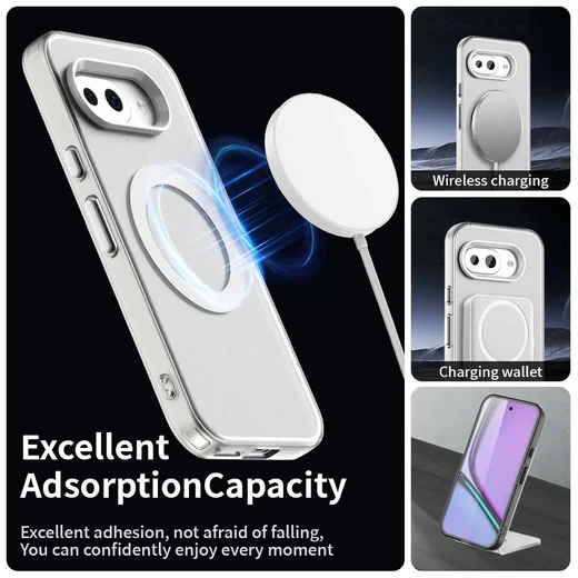 Google Pixel 9a Hoesje MagSafe Backcover Semi-Transparant & Wit afbeelding 2