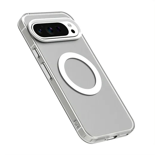 Google Pixel 9 / 9 Pro Hoesje MagSafe Backcover Semi-Transparant & Wit afbeelding 2