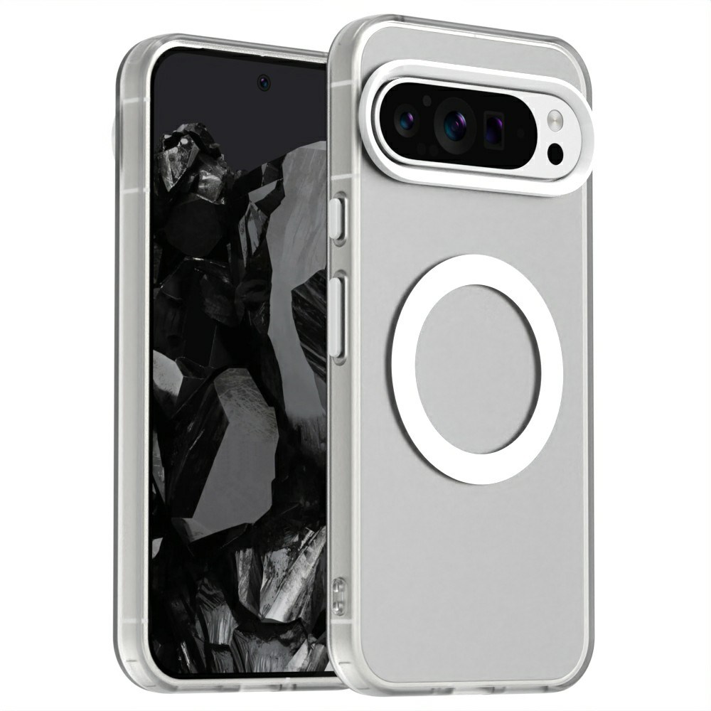 Google Pixel 9 / 9 Pro Hoesje MagSafe Backcover Semi-Transparant & Wit afbeelding 1