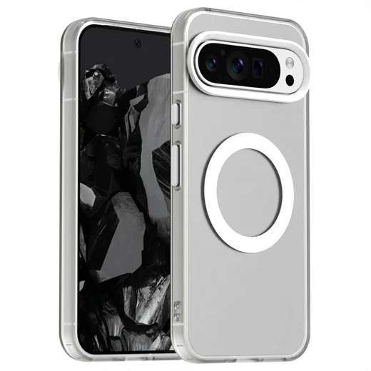 Google Pixel 9 / 9 Pro Hoesje MagSafe Backcover Semi-Transparant & Wit afbeelding 1