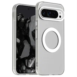 Google Pixel 9 / 9 Pro Hoesje MagSafe Backcover Semi-Transparant & Wit afbeelding