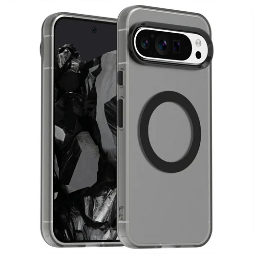 Google Pixel 9 / 9 Pro Hoesje MagSafe Backcover Semi-Transparant & Zwart afbeelding 1