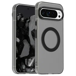 Google Pixel 9 / 9 Pro Hoesje MagSafe Backcover Semi-Transparant & Zwart afbeelding