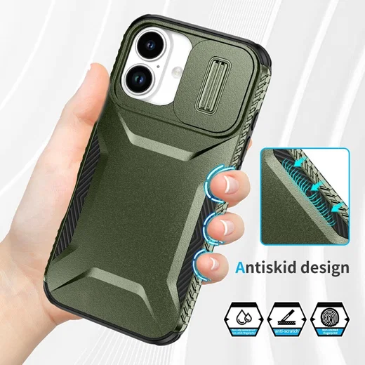 Apple iPhone 17 Hoesje Camera Slider Back Cover Schokbestendig Groen afbeelding 5