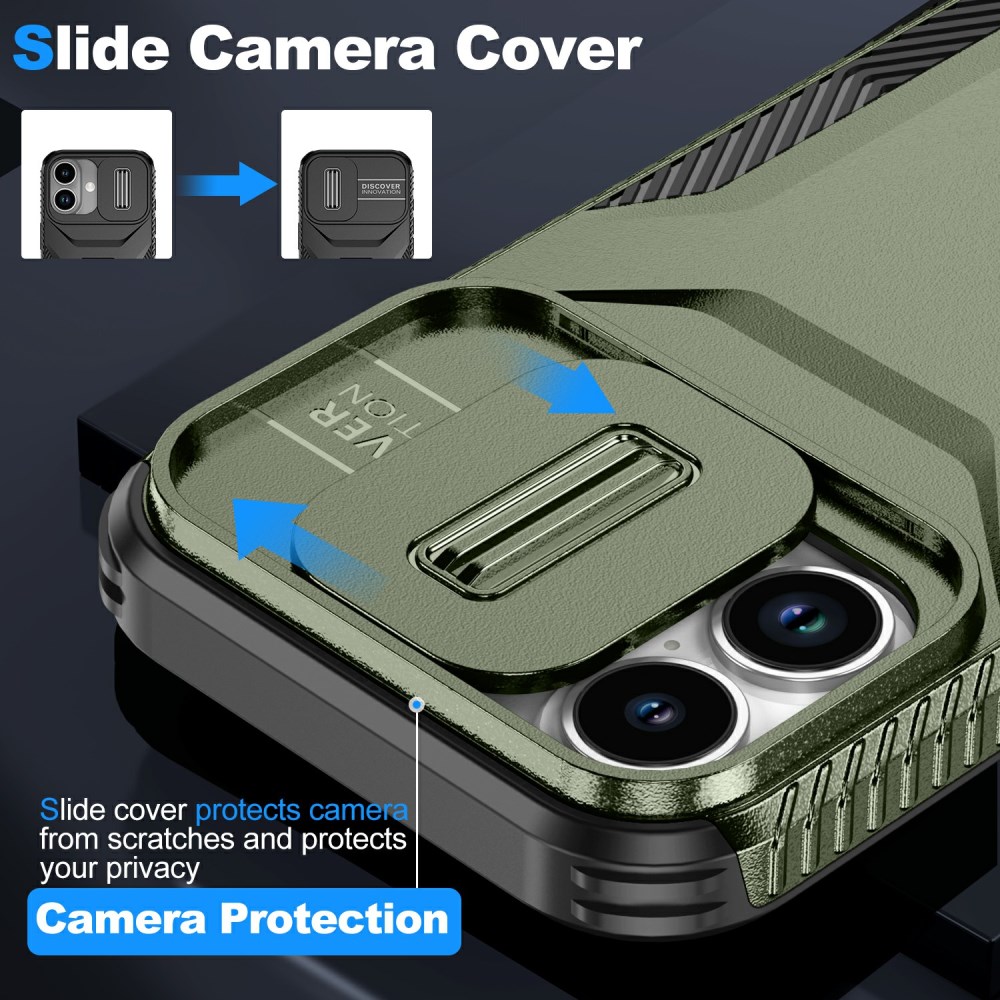 Apple iPhone 17 Hoesje Camera Slider Back Cover Schokbestendig Groen afbeelding 3