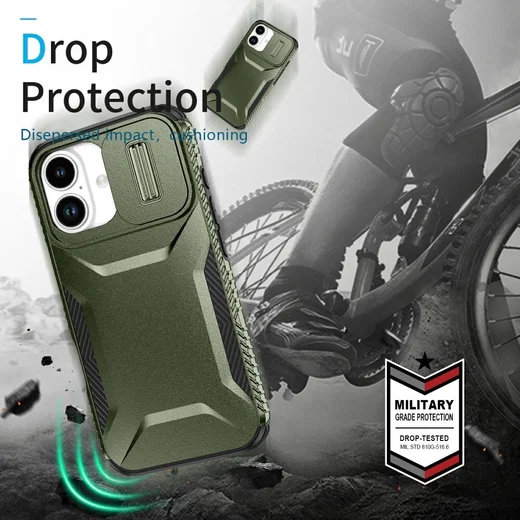 Apple iPhone 17 Hoesje Camera Slider Back Cover Schokbestendig Groen afbeelding 9