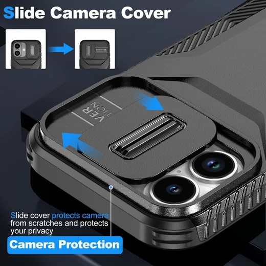 Apple iPhone 17 Hoesje Camera Slider Back Cover Schokbestendig Zwart afbeelding 5
