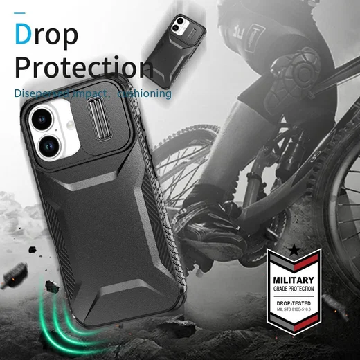 Apple iPhone 17 Hoesje Camera Slider Back Cover Schokbestendig Zwart afbeelding 6