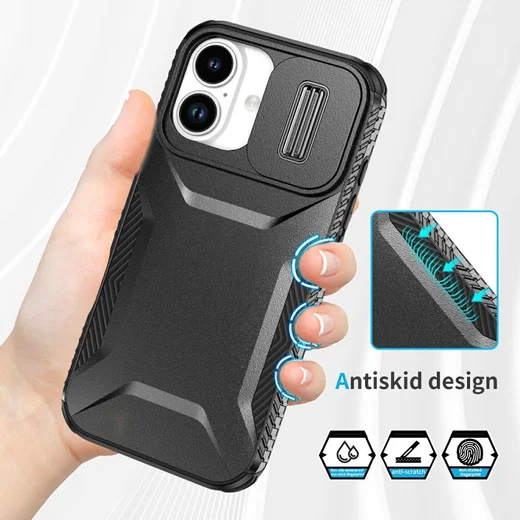 Apple iPhone 17 Hoesje Camera Slider Back Cover Schokbestendig Zwart afbeelding 8