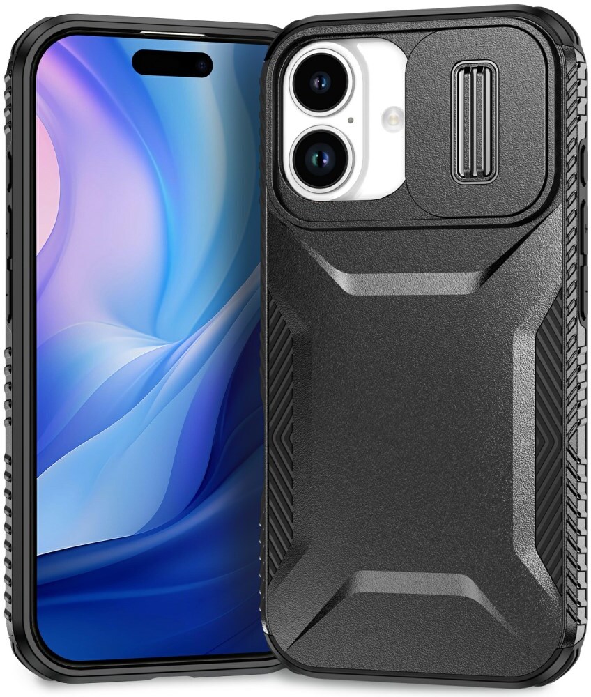 Apple iPhone 17 Hoesje Camera Slider Back Cover Schokbestendig Zwart afbeelding 2