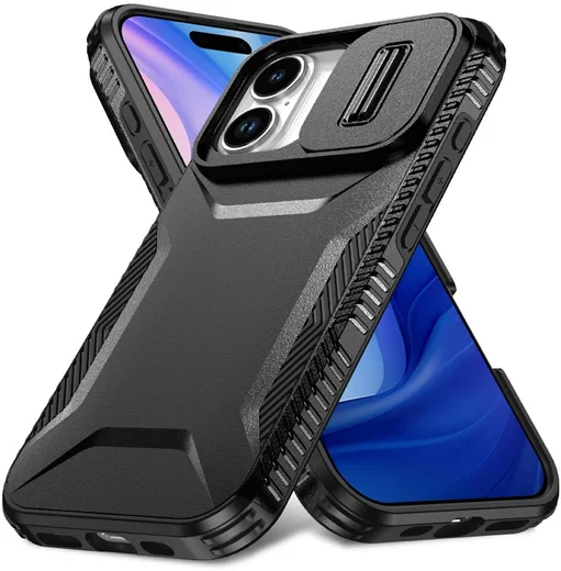 Apple iPhone 17 Hoesje Camera Slider Back Cover Schokbestendig Zwart afbeelding 1