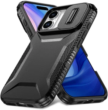 Apple iPhone 17 Hoesje Camera Slider Back Cover Schokbestendig Zwart
