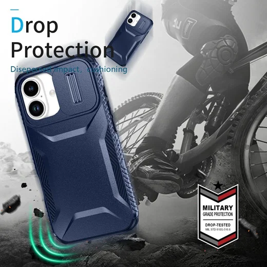 Apple iPhone 17 Hoesje Camera Slider Back Cover Schokbestendig Blauw afbeelding 10