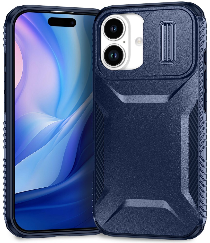 Apple iPhone 17 Hoesje Camera Slider Back Cover Schokbestendig Blauw afbeelding 2