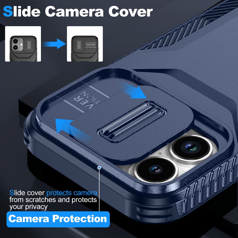Apple iPhone 17 Hoesje Camera Slider Back Cover Schokbestendig Blauw afbeelding 5